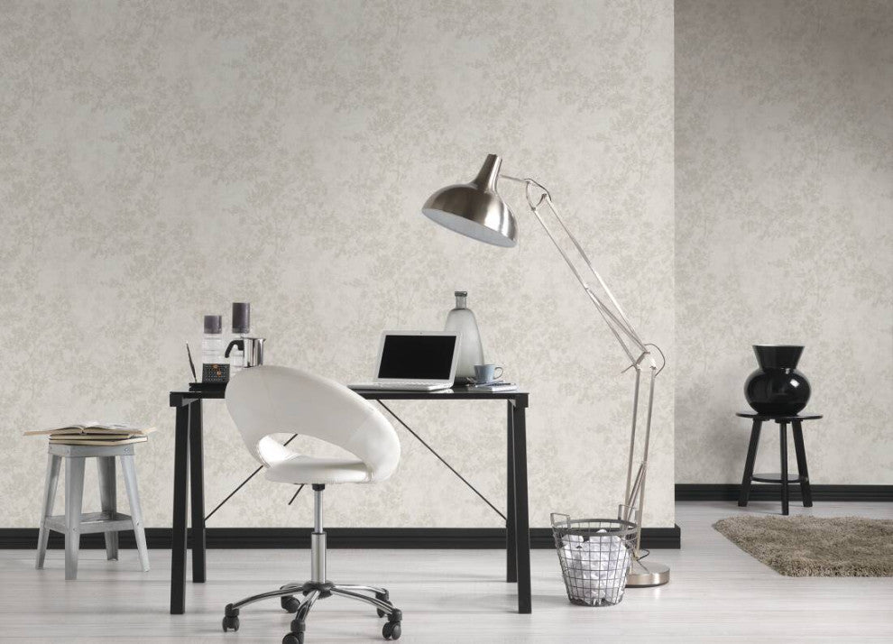 Sample, Floral Textured Wallpaper Featuring Branches And Leaves, 373972