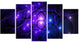 Blue Fractal Space Circles, Contemporary Canvas Art Print, 60"x32", 5 Panels