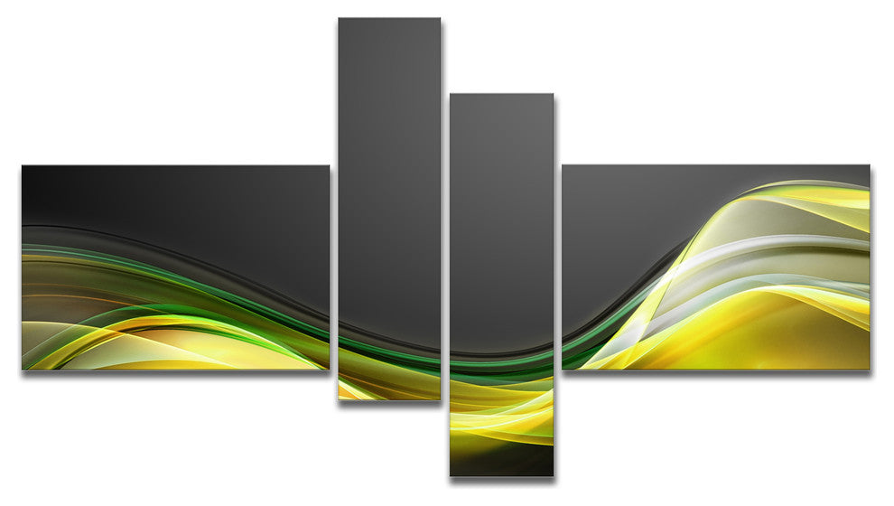 Green Gold Texture Pattern, Abstract Canvas art print, 60"x32", 4 panels