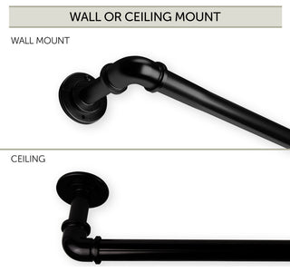 1" Pipe Blackout Curtain Rod, Black, 120"-170"