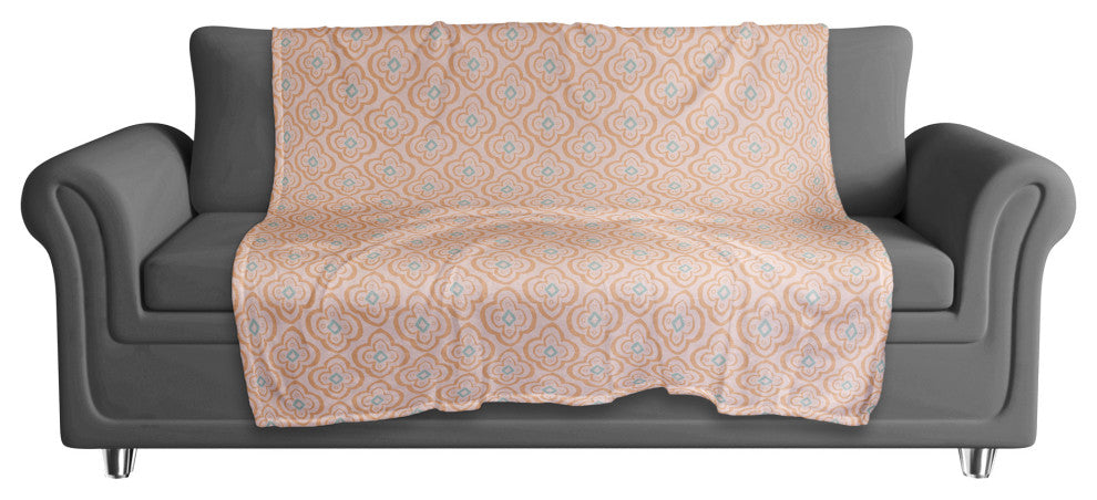 Orange Quatre on Pink 50x60 Coral Fleece Blanket