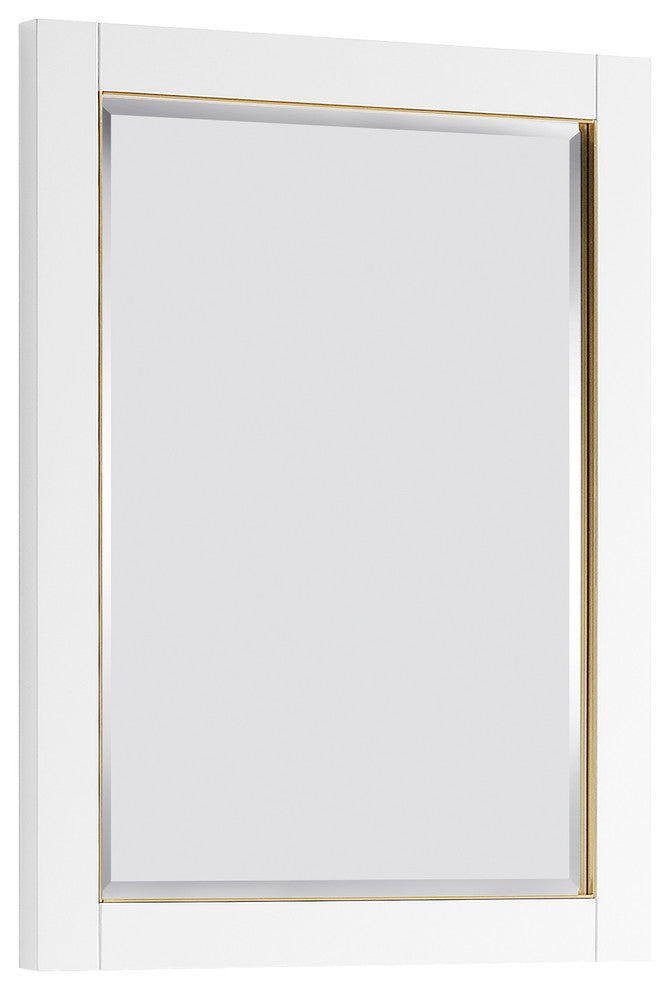 Mason 24" Mirror, White With Gold Trim