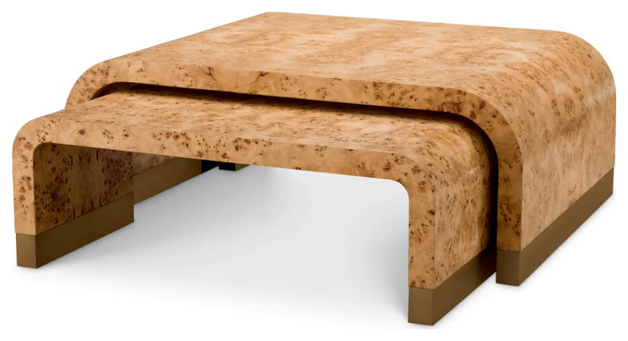 Mappa Burl Coffee Table Set, 3, Eichholtz Quinton