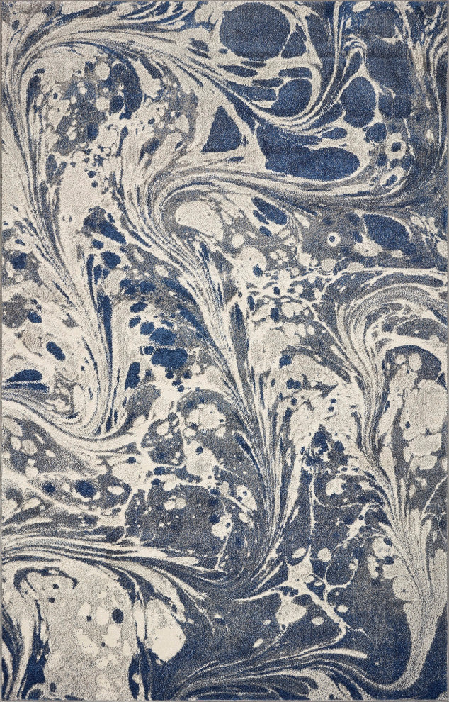 Watercolor Marble Plush Area Rug, Gray, 3'3"x4'11"