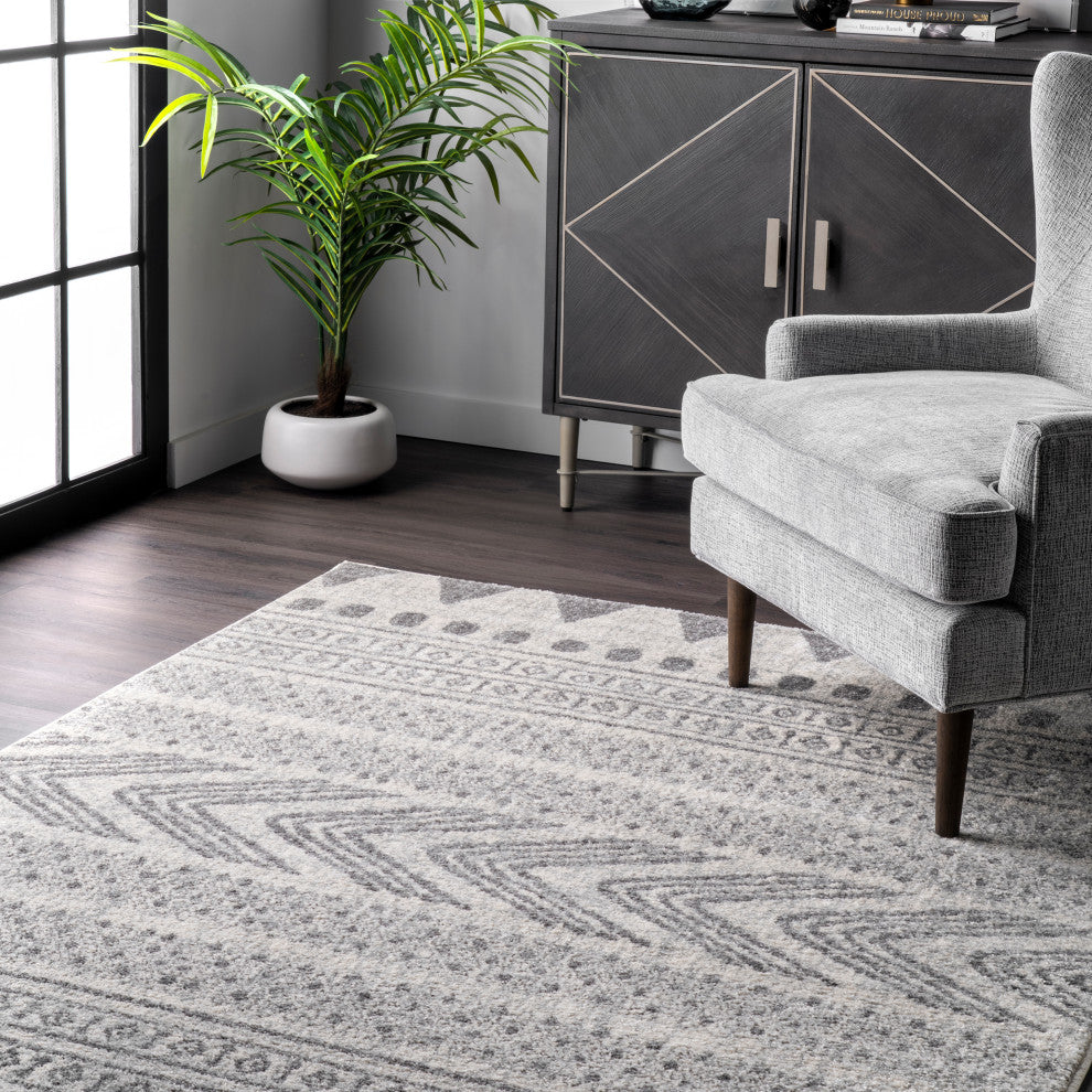 Nuloom Southwestern Tribal Bands, Grey 4'x6'