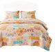 Berlin 2 Piece Microfiber Rainbows and Clouds Print Twin Quilt Set, Beige