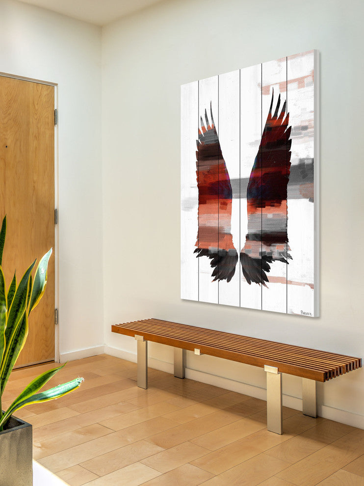 "Dark Wings" Print on White Wood, 30"x45"
