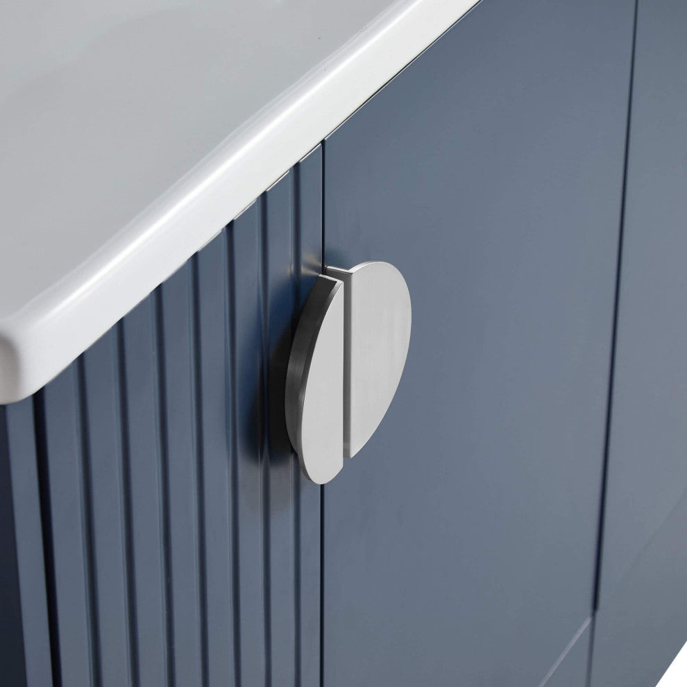 Venezian Single Bathroom Vanity, Navy Blue, 48", Polished Chrome Handles, Two Si
