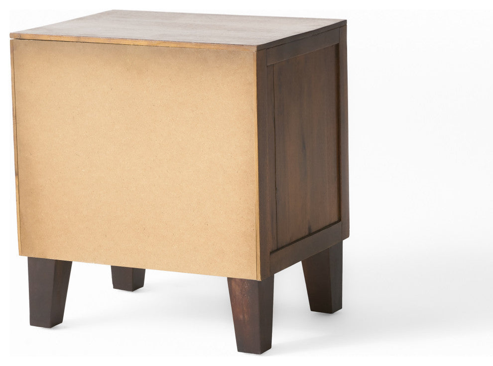 GDF Studio Glendora Brown Mahogany Solid Wood Single Drawer End Table Nightstand