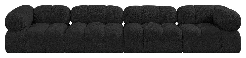 Ames Boucle Fabric Modular Sofa, Black, 4-Piece: 2 Armless Chair, 2 Corner Chair