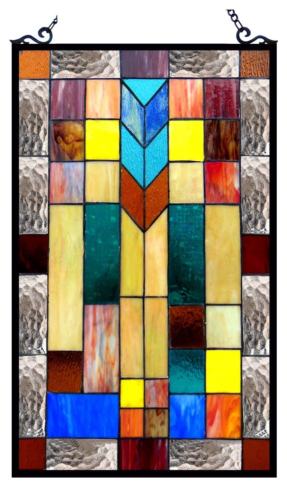 TATE Tiffany-glass Mosaic Design Window Panel 16x26