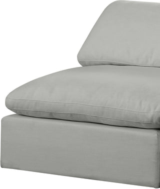 Comfy Upholstered Modular Sofa, Grey, 2-Piece: 2 Armless Chair, Linen Textured Fabric