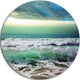 Green Foaming Waves And Blue Sky, Seashore Round Wall Art, 11"