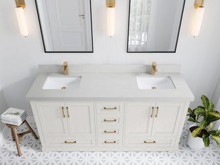 Boston 72" Double Sink Bath Vanity in Alabaster 2" Carrara Quartz