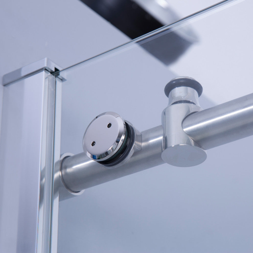 Massa Single Sliding Frameless Shower Door, Polished Chrome, 60"x76"
