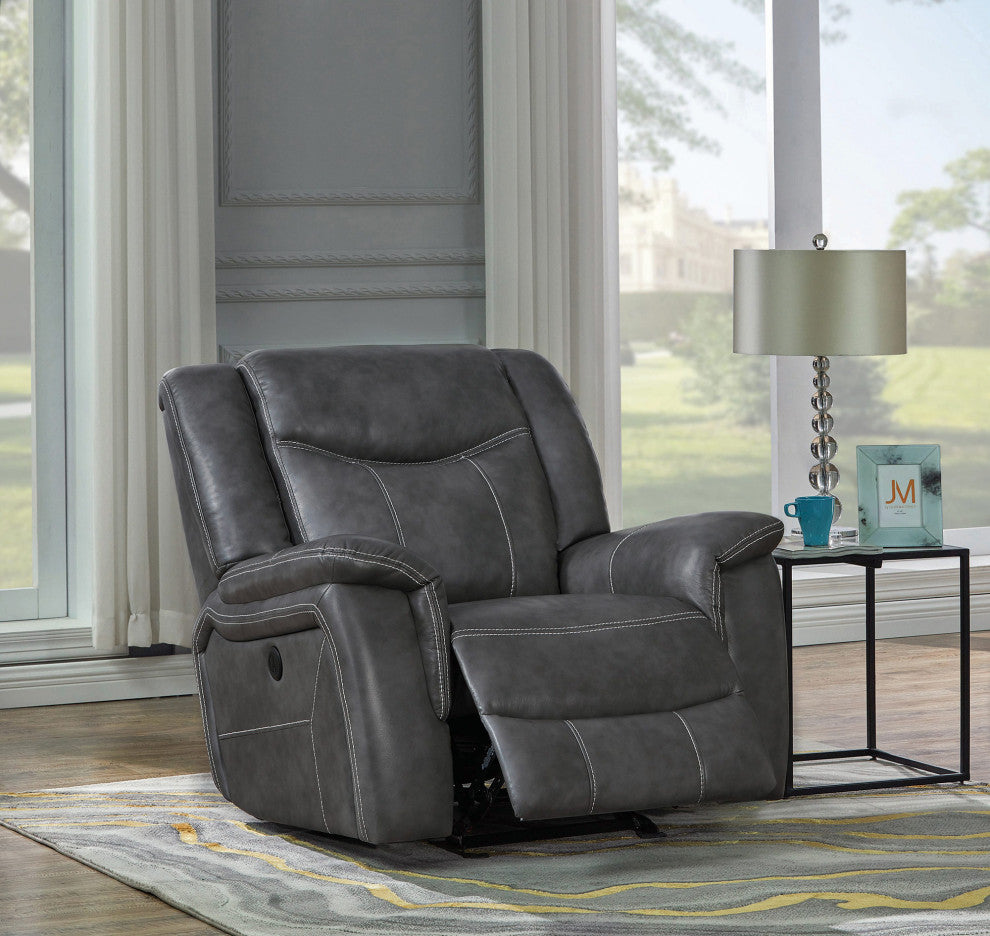 Upholstered Motion Glider Recliner, Gray