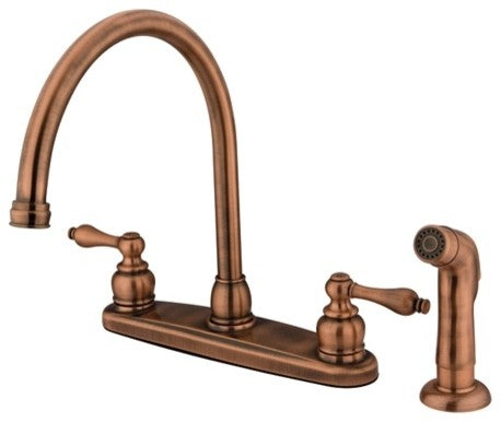 Kingston Brass 8" Centerset Kitchen Faucet, Antique Copper