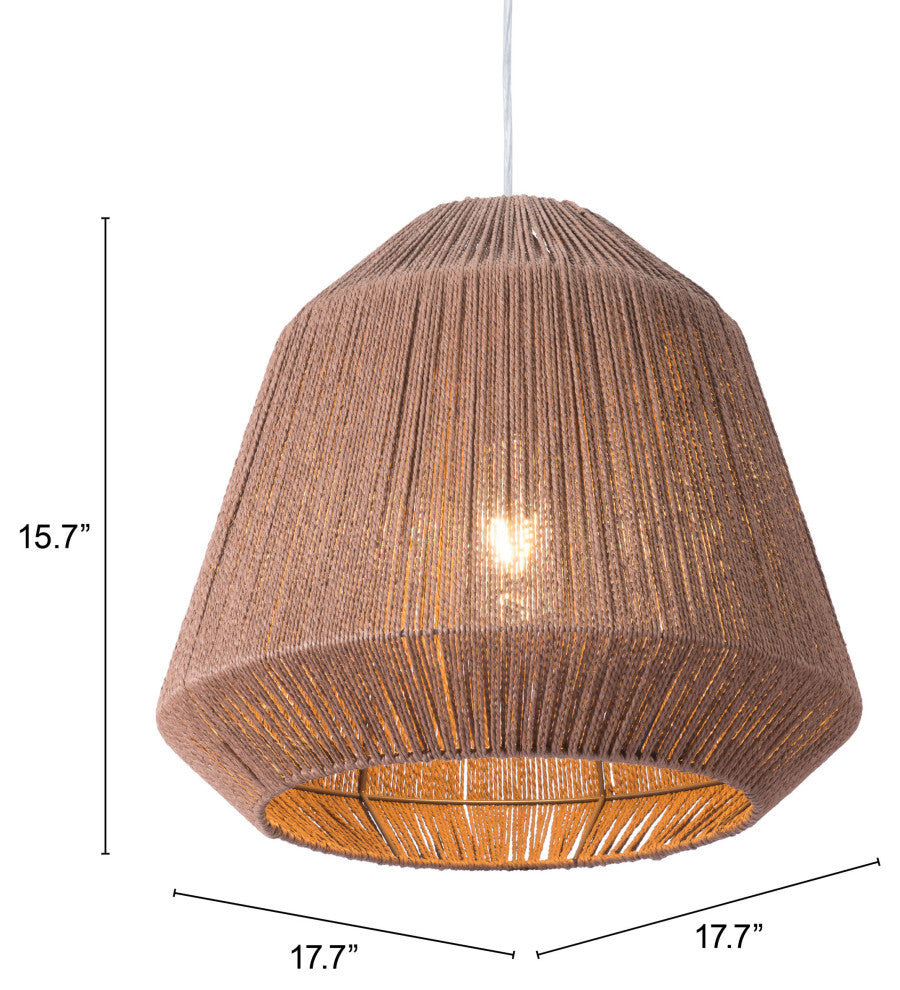 Pendant Ceiling Light Fixture, Steel Metal, Rope, Brown, Kitchen LoungeLobby