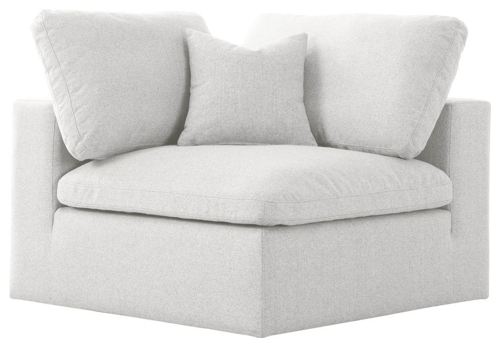 Serene Linen Textured Fabric Deluxe Comfort Modular Corner Chair, Cream