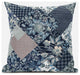 16" Deep Blue Gray Floral Zippered Suede Throw Pillow