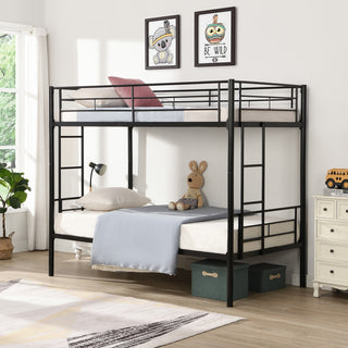 Gewnee Bunk Bed Twin Over Twin Size with 2 Ladders and Full-Length Guardrail