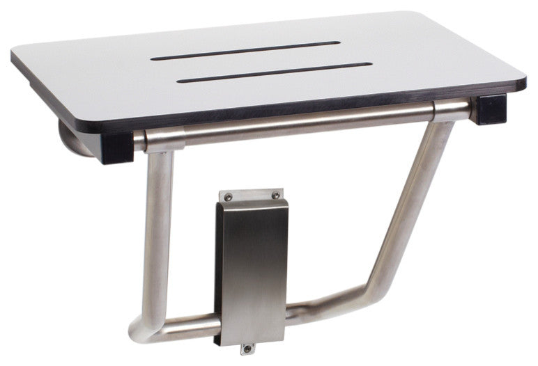28" x 15" White Folding Wall Mount Shower Seat Bench, ADA Compliant