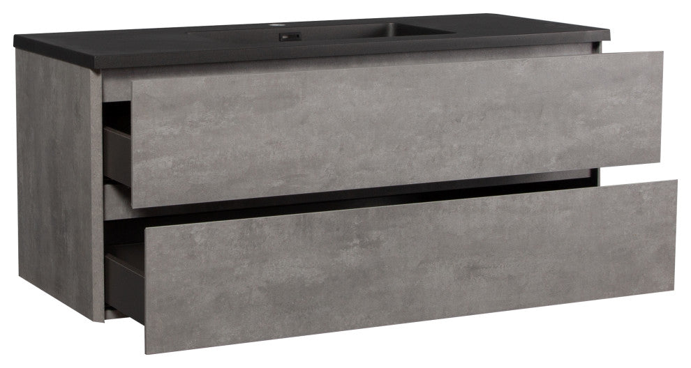 Bridgeport Wall Mounted Vanity Set With Cabinet and Integrated Basin, 48"