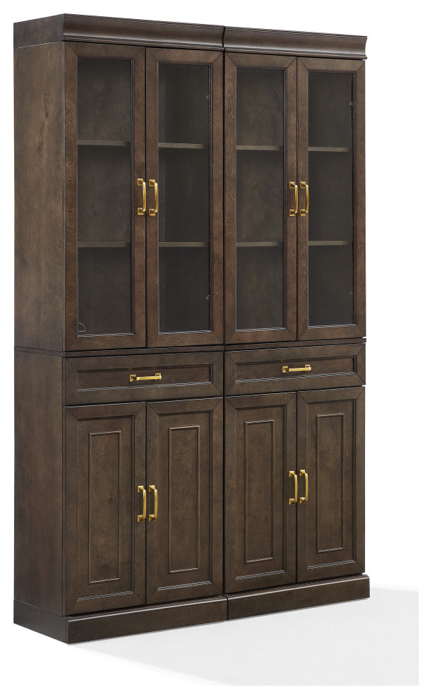 Stanton 2Pc Glass Door Kitchen Storage Pantry Cabinet Set, 2 Pantries
