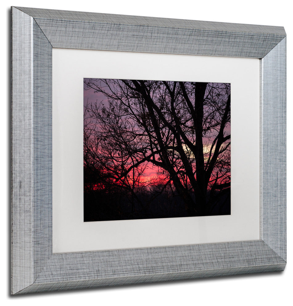 Jason Shaffer ''Pink Sunset'' Matted Framed Art, Silver Frame, White Mat, 14x11