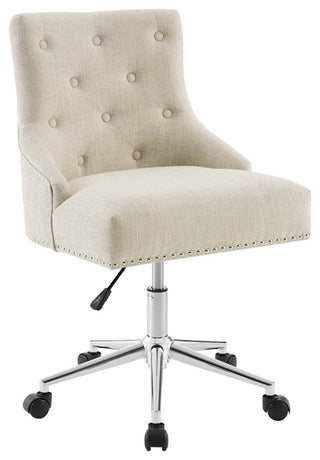 Regent Tufted Button Swivel Upholstered Fabric Office Chair Beige