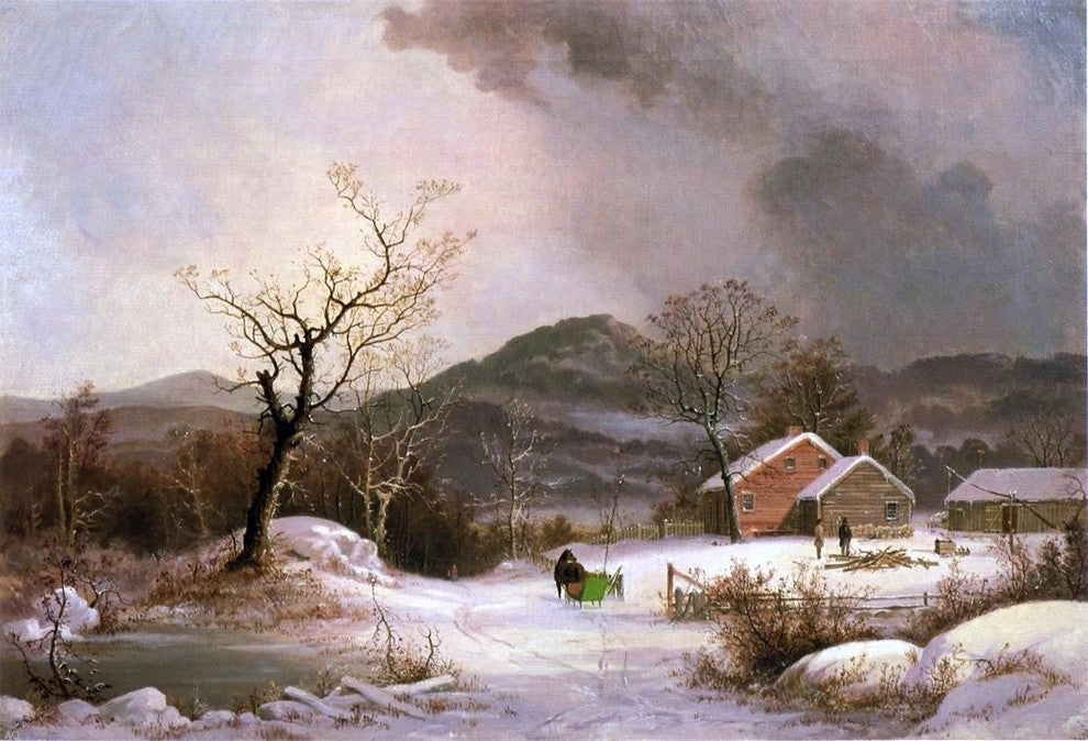 George Henry Durrie Farmstead and Sleigh in Winter Wall Decal