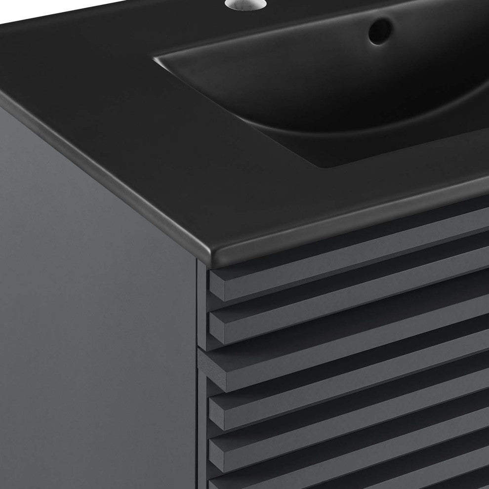 Render 30" Wall-Mount Bathroom Vanity, Gray Black