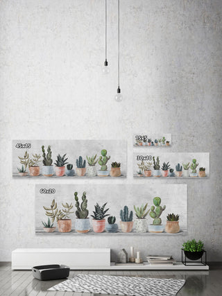 "Pots Lined Up" Painting Print on Wrapped Canvas, 30x10