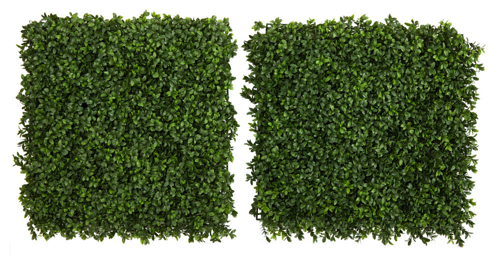 20" Boxwood Artificial Wall Mat, Indoor/Outdoor, Set of 2