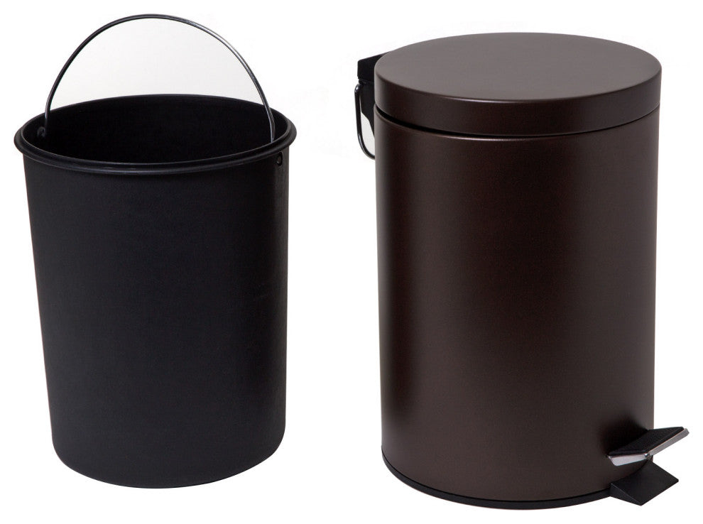 Simple Spaces LYP0701 Round Trash Can With Step Pedal, Venetian Bronze, 1.85 Gal