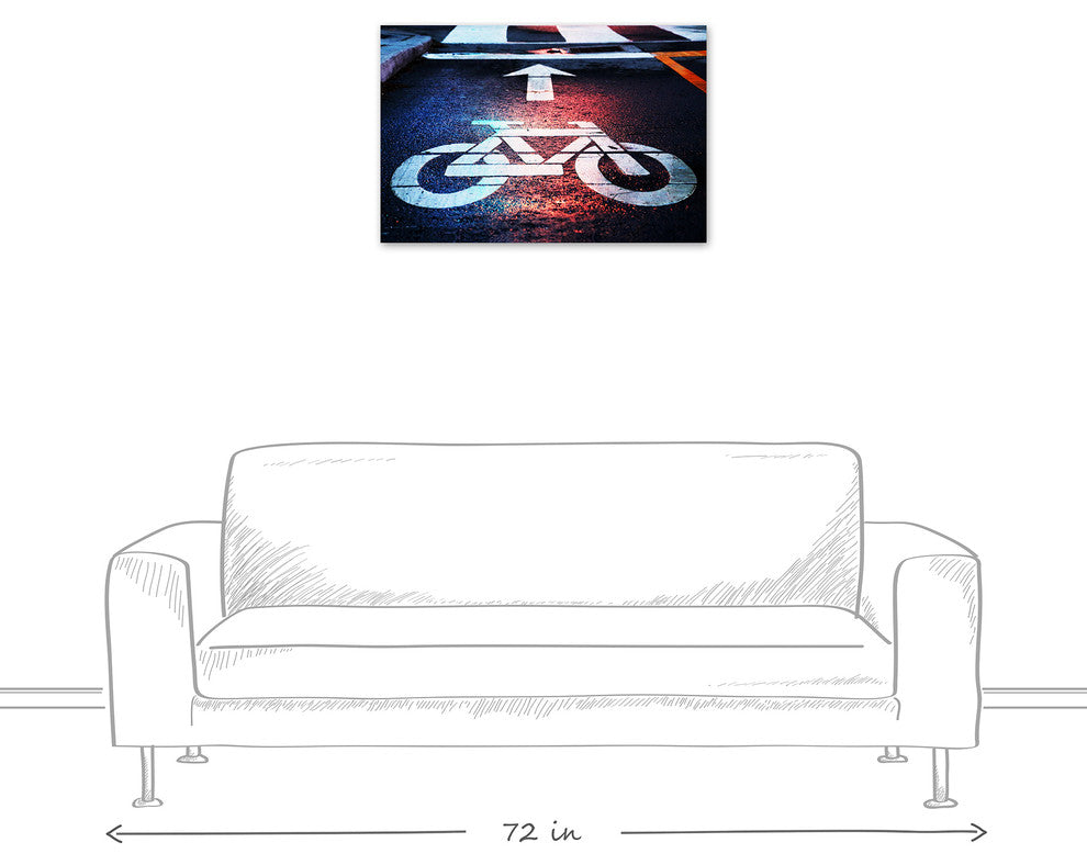 Bike Sign in the Rain 20x30 Print on Canvas