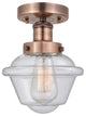 Oxford-1 Light 7" Semi-Flush Mount-Antique Copper, Seedy Glass Shade