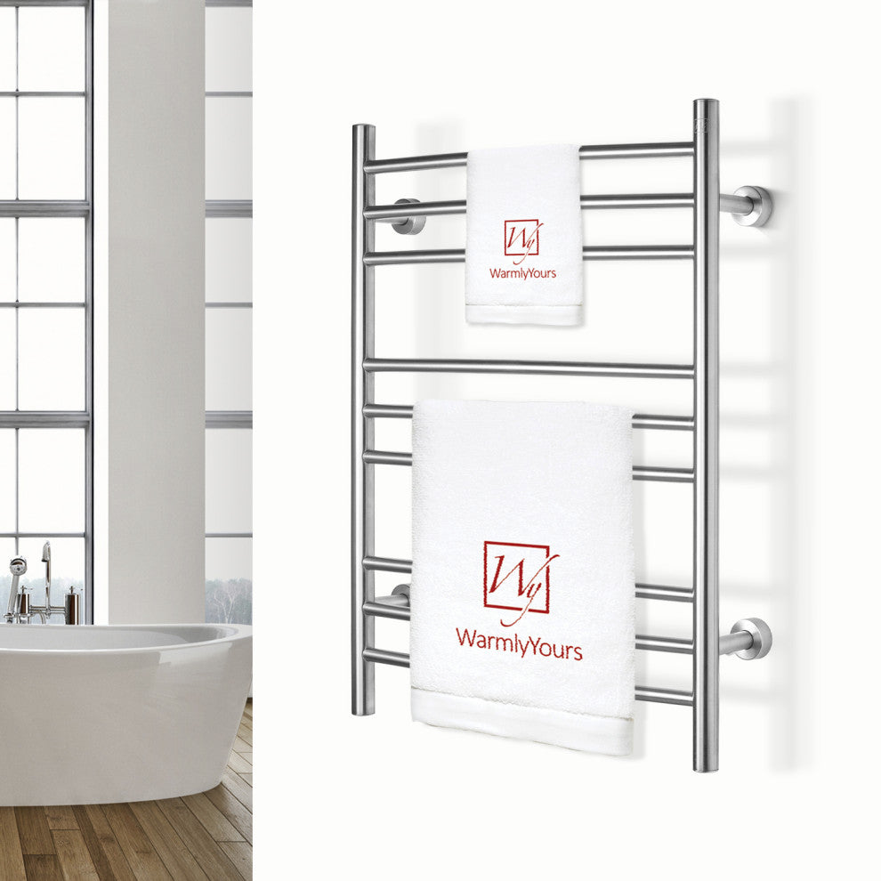 Riviera Towel Warmer, Brushed, Dual Connection, 9 Bars