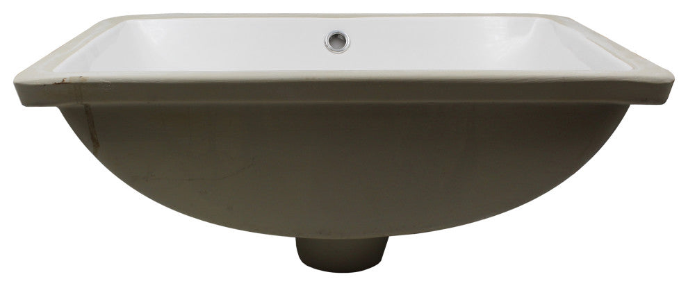 NP-U193906 Rectangular Undermount White Porcelain Sink, Overflow Drain Options, Matte Black