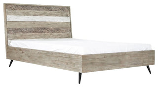 Armen Living Bridges 89"Modern Wood Queen Platform Bed in Natural/Gray