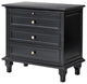 3-Drawer Nightstand With  Built-In Outlets, Black