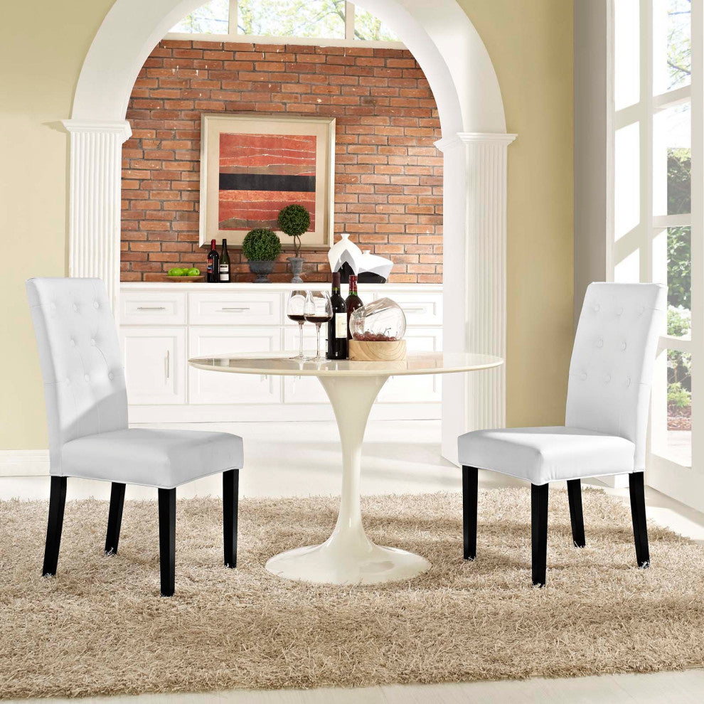 White Confer Dining Side Chair Vinyl Set of 2