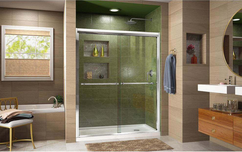 DreamLine Bypass Sliding Shower Door and Single Threshold Base, DL-6952R-01CL