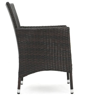 GDF Studio 4-Piece Olivera Outdoor Multi-Brown Wicker Chat With Cushions Set