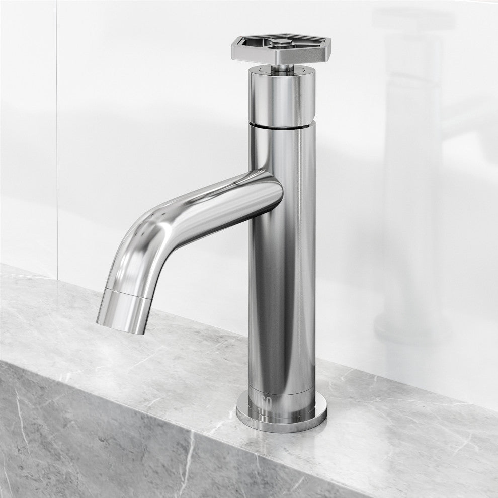 VIGO Ruxton 8" H Single Handle Single Hole Bathroom Faucet, Chrome, Without Extras