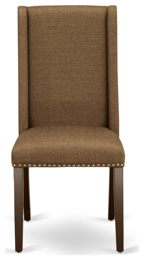3Pc Dinette Set, Round Dining Table, 2 Upholstered Dining Chairs, Mahogany