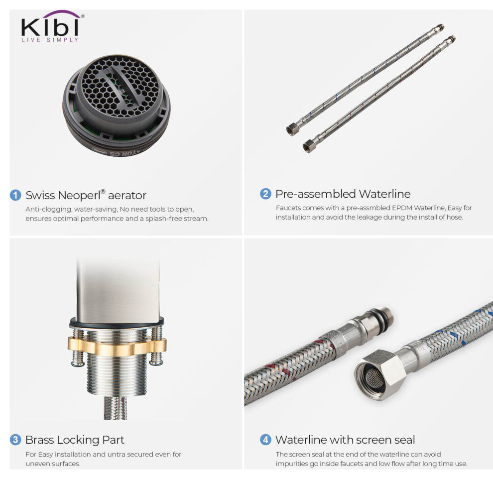 Infinity Single Handle Bathroom Faucet KBF1006, Brush Nickel, W/ Drain