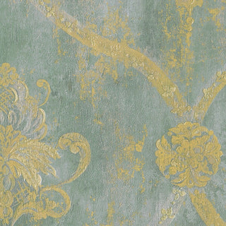 Classic Silks 2, Damask Stripes Silk Emboss Light Green Wallpaper Roll
