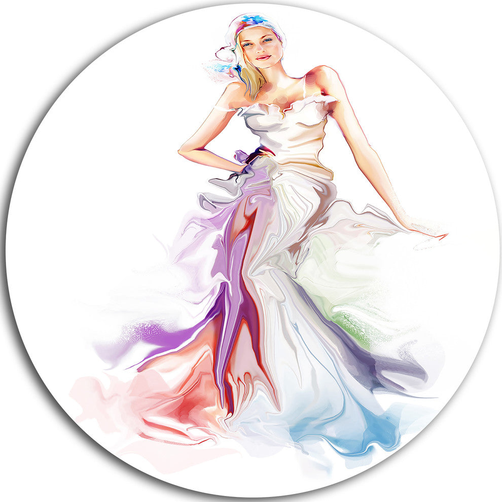 Beautiful Fashion Girl, Contemporary Round Wall Art, 36"