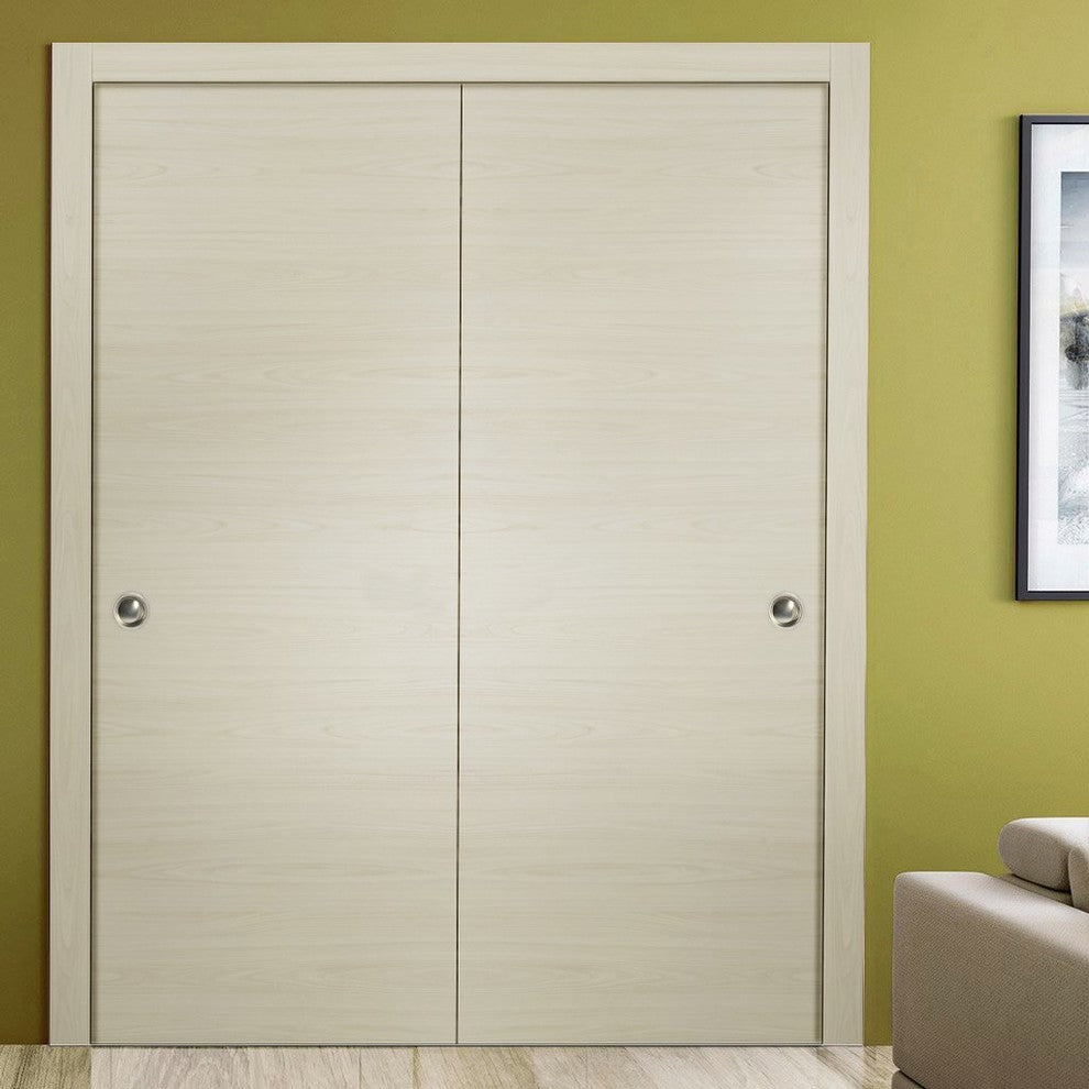 Sliding Closet Bypass Doors 60 x 80 & Hardware | Planum 0010 Milk Ash